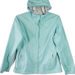 Columbia Jacket Women Size M Teal Hooded Omni Shield Full Zip Weather Proof READ